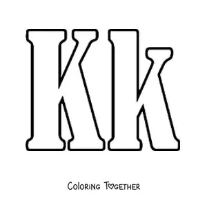 Coloring page of the big uppercase and lowercase letter k