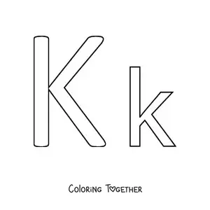 Coloring page of the easy uppercase and lowercase letter k