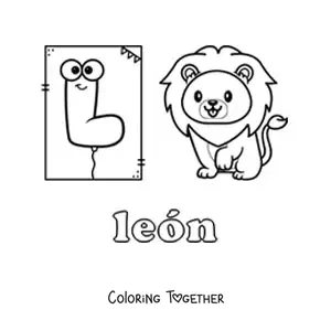 Coloring page of l is for lion