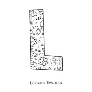 Coloring page of the cartoon letter L