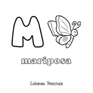 Coloring page of M is for butterfly