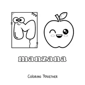 Coloring page of M is for apple
