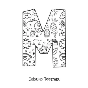 Coloring page of the cartoon letter M