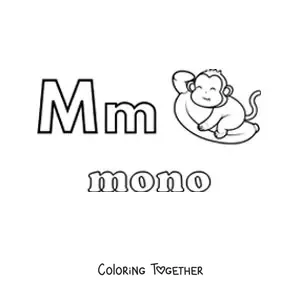 Coloring page of M is for monkey