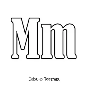 Coloring page of a large uppercase and lowercase letter M