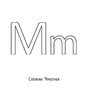 Coloring page of an easy uppercase and lowercase letter M