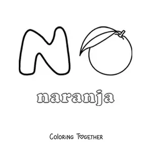 Coloring page of N is for orange
