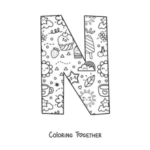 Coloring page of the cartoon letter N