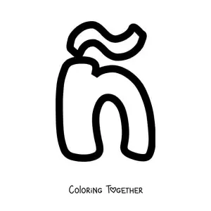 Coloring page of a large lowercase letter n with a tilde
