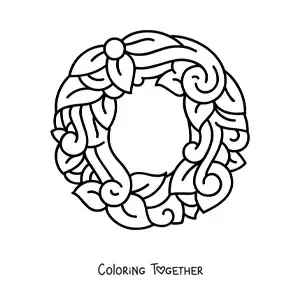 Coloring page of a decorated uppercase letter O
