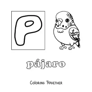 Coloring page of P is for bird