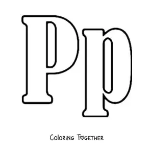 Coloring page of a large uppercase and lowercase letter P