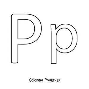 Coloring page of an easy uppercase and lowercase letter P