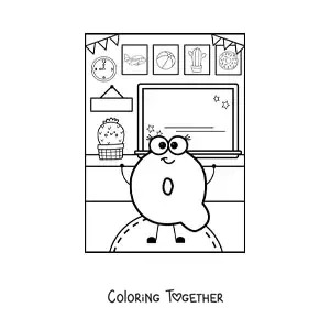 Coloring page of an uppercase letter Q with stars and a moon