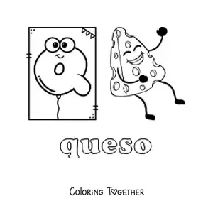 Coloring page of Q is for cheese