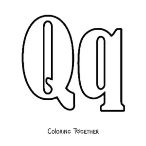 Coloring page of a large uppercase and lowercase letter Q