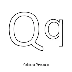 Coloring page of an easy uppercase and lowercase letter Q