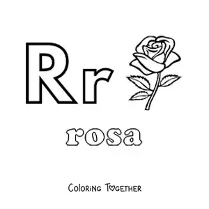 Coloring page of R for rose