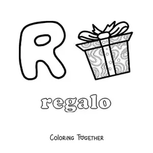 Coloring page of R for gift