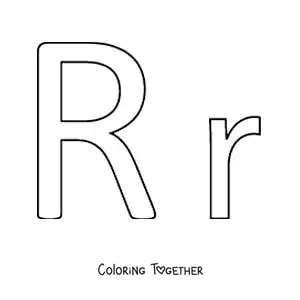 Coloring page of an easy uppercase and lowercase letter R
