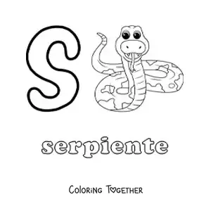 Coloring page of S for snake