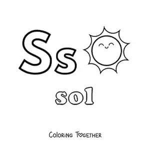Coloring page of S for sun