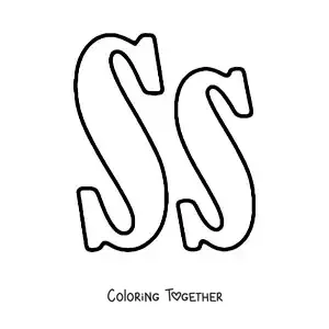 Coloring page of a big uppercase and lowercase letter S