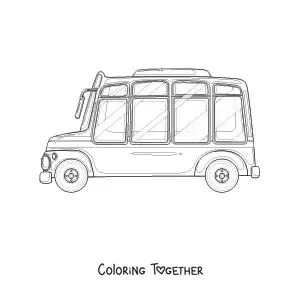 Coloring page of a small bus