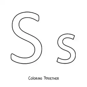 Coloring page of an easy uppercase and lowercase letter S