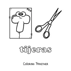 Coloring page of T for scissors