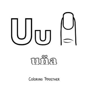Coloring page of U for nails