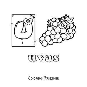Coloring page of U for grapes