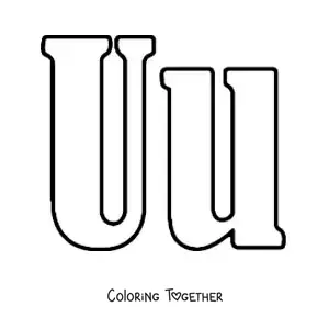 Coloring page of a big uppercase and lowercase letter U