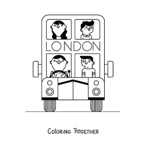 Coloring page of a London bus