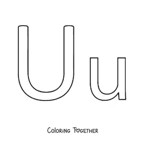 Coloring page of an easy uppercase and lowercase letter U
