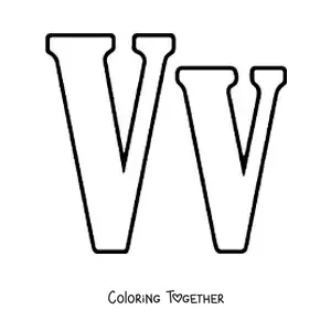 Coloring page of a big uppercase and lowercase letter V