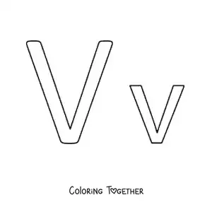 Coloring page of an easy uppercase and lowercase letter V