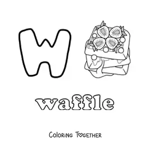 Coloring page of W for waffle