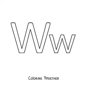 Coloring page of an easy uppercase and lowercase letter W