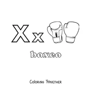 Coloring page of X for boxing