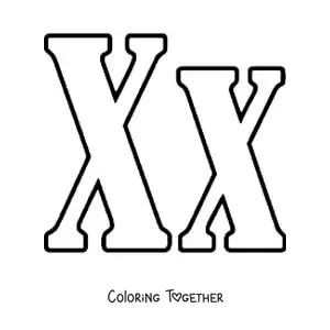 Coloring page of a big uppercase and lowercase letter X