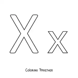 Coloring page of an easy uppercase and lowercase letter X