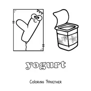 Coloring page of Y for yogurt