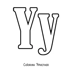 Coloring page of a big uppercase and lowercase letter Y