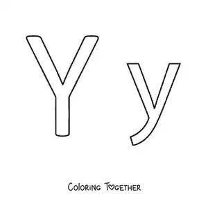 Coloring page of an easy uppercase and lowercase letter Y