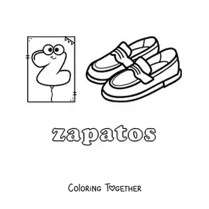 Coloring page of Z for zapatos (shoes)