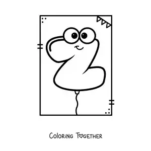 Coloring page of a cartoon letter Z shaped like a balloon