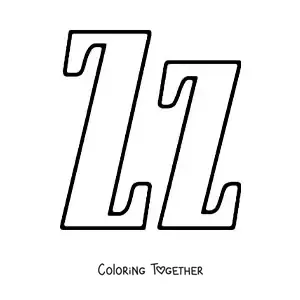 Coloring page of a big uppercase and lowercase letter Z