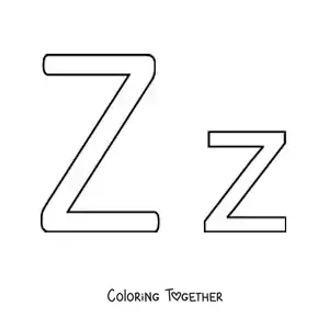 Coloring page of an easy uppercase and lowercase letter Z