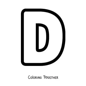 Coloring page of the uppercase letter D